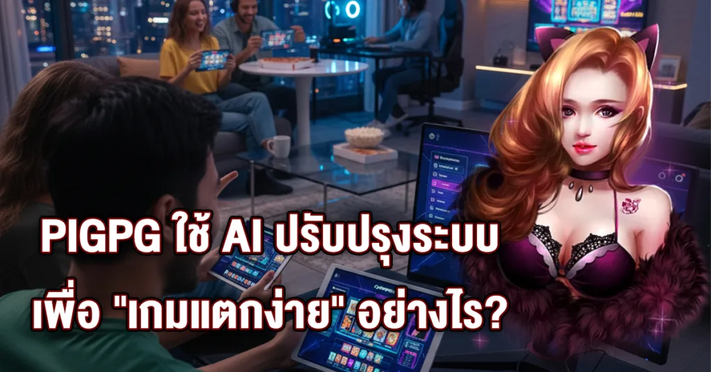 PIGPG ใช้ AI ปรับปรุงระบบเพื่อเกมแตกง่ายอย่างไร, ผู้เล่นหลายคนเล่นสล็อตและคาสิโนออนไลน์บนแท็บเล็ต, หญิงสาวคาแรคเตอร์เกมสล็อต, ระบบเกมแตกง่าย